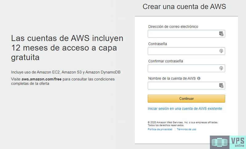 Crear cuenta gratuita en Amazon Web Services (AWS)
